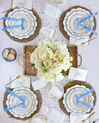 Pembroke Cream with Blue Edge Paper Plate