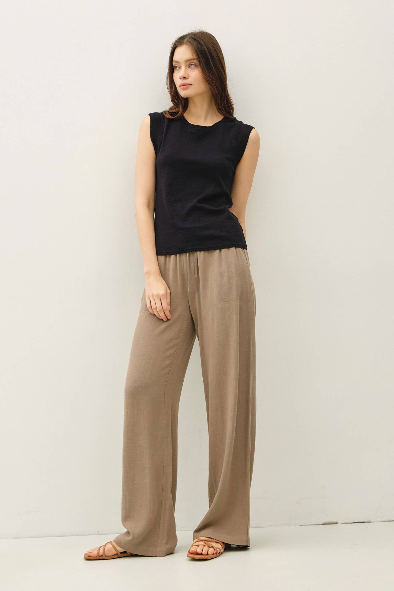 Basic Solid Cotton Crew Neck Cap Sleeve Tank Top