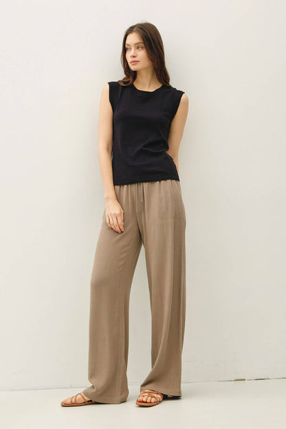 Basic Solid Cotton Crew Neck Cap Sleeve Tank Top