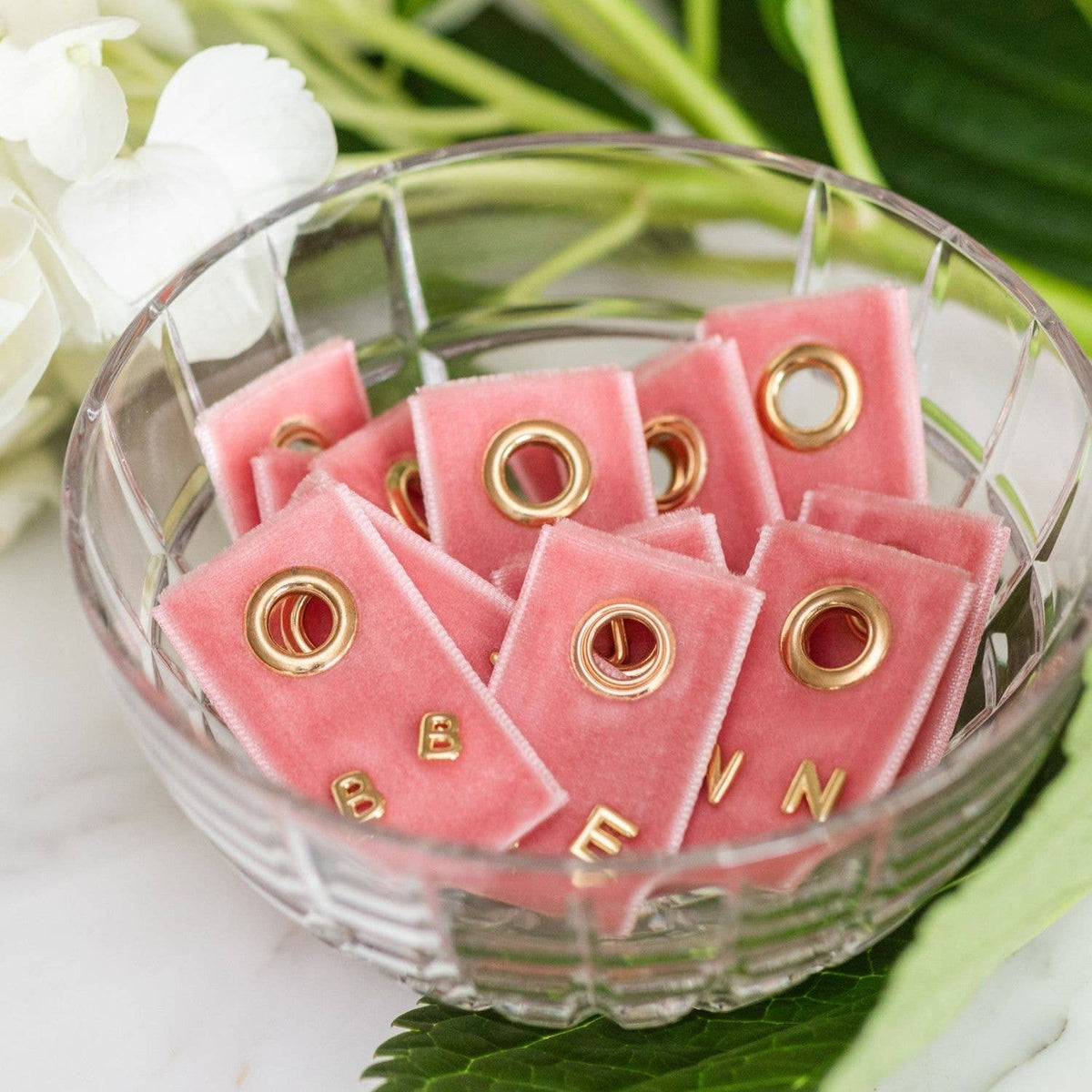 Initial Stud Earrings on Velvet
