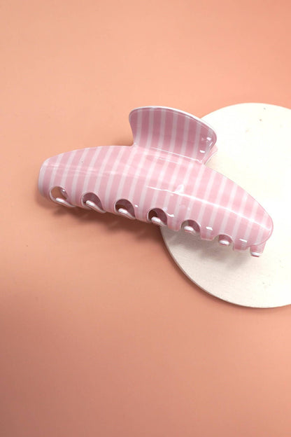 Jumbo Stripe Plaid Oval Hair Claw Clips