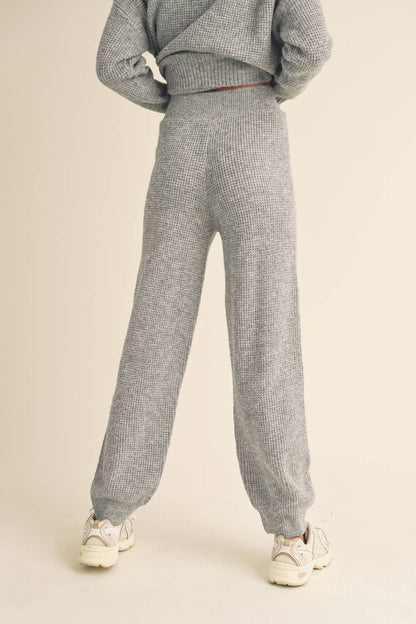 Waffle Pattern Sweater Jogger Pants
