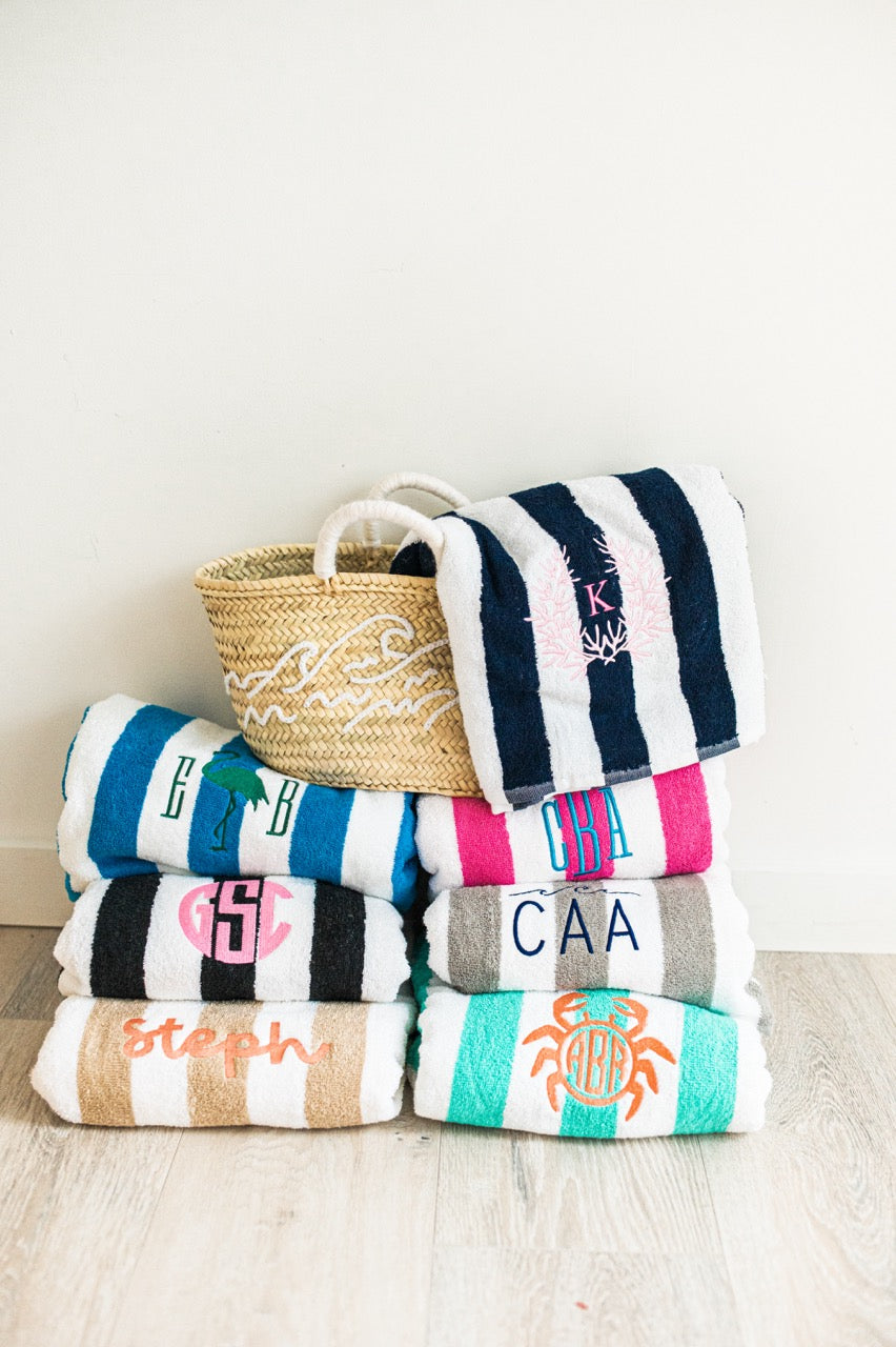 Colorful cabana towels stacked neatly