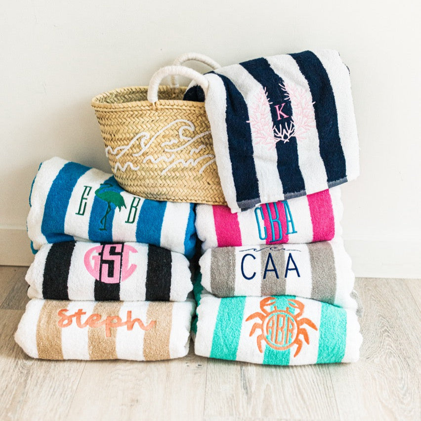 Colorful cabana towels stacked neatly