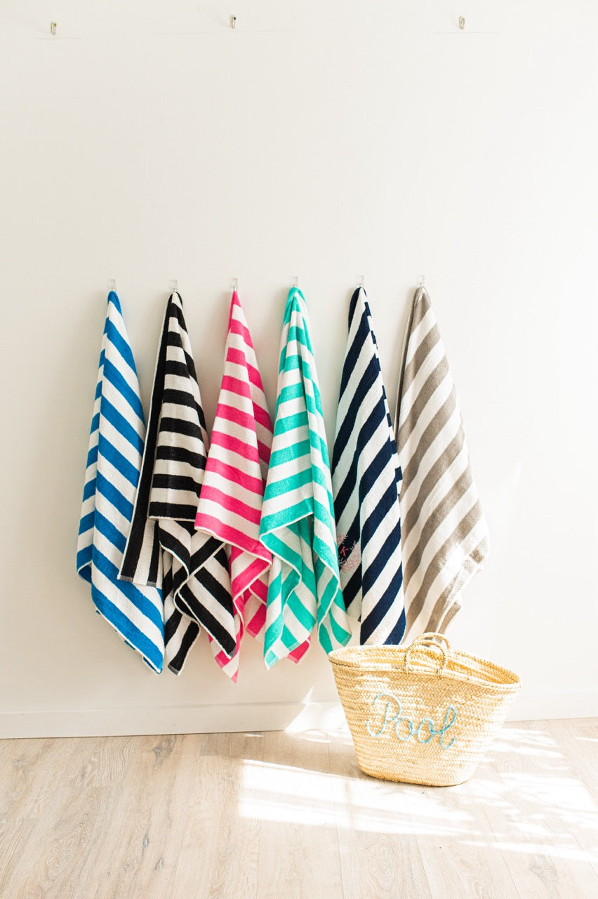 Embroidered Cabana Stripe Beach Towel