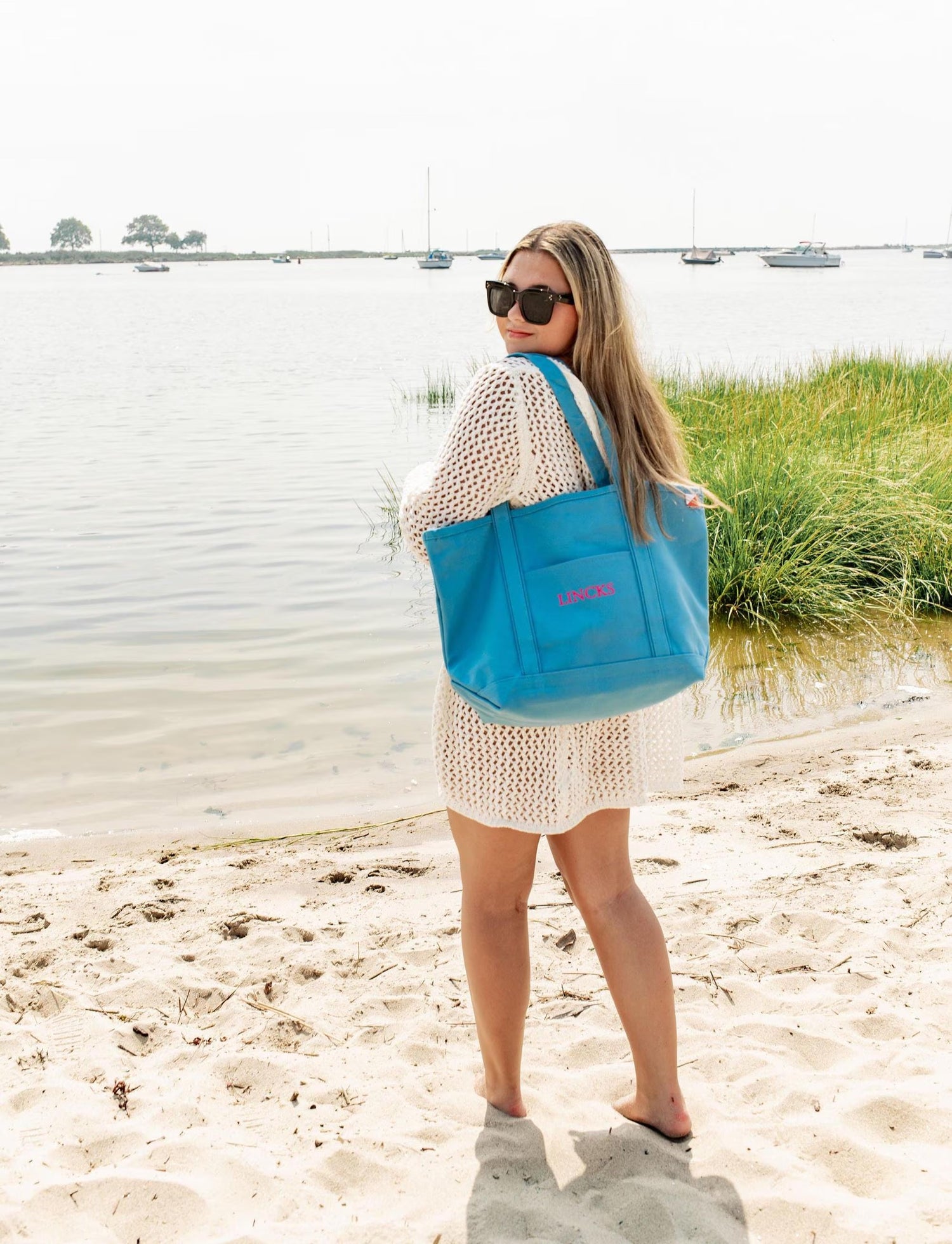Embroidered Canvas Tote Bag for Beach