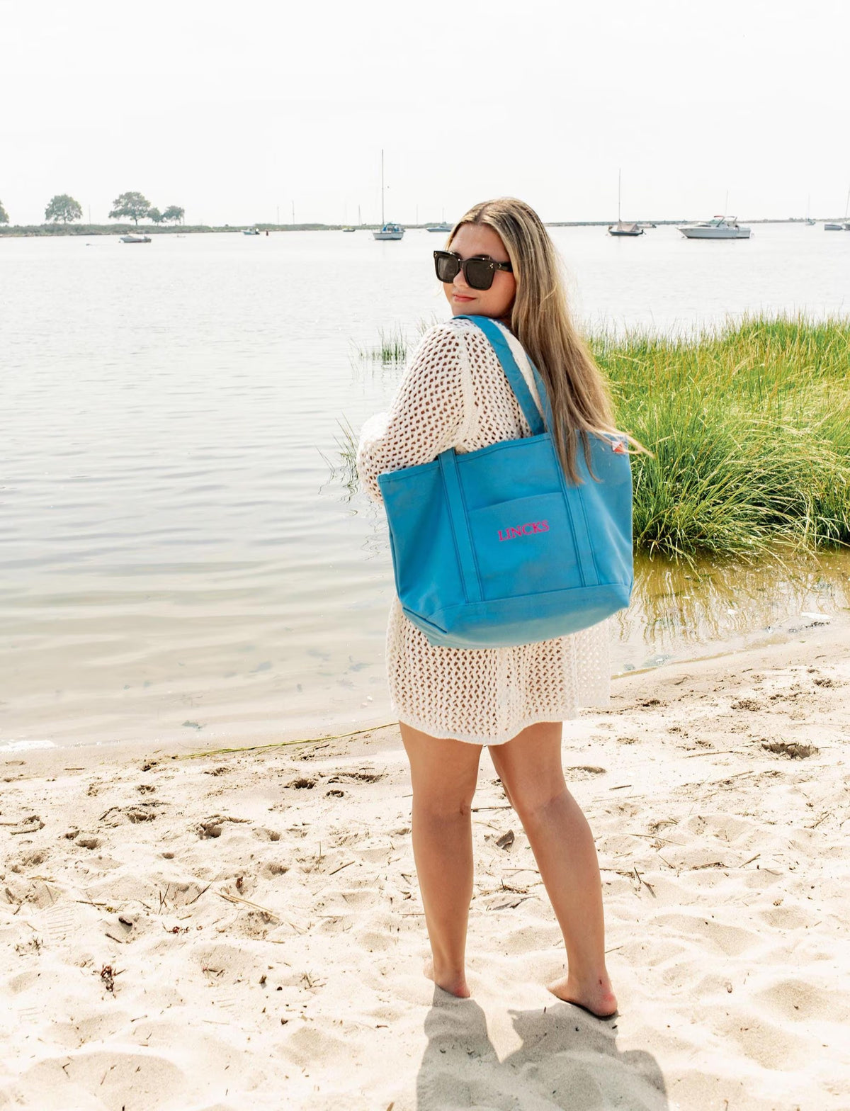 Embroidered Canvas Tote Bag for Beach