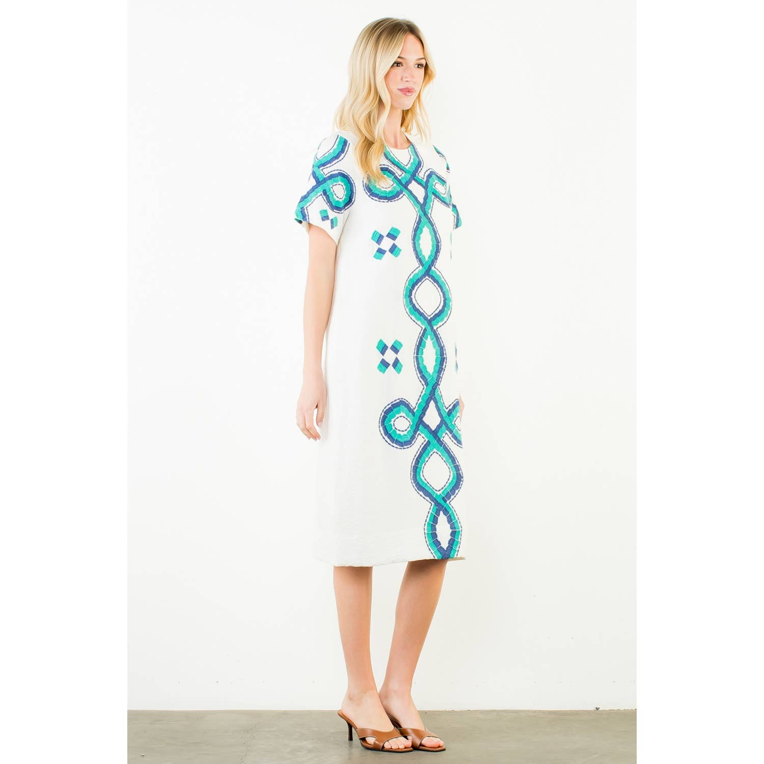 Short Sleeve Embroidered Dress