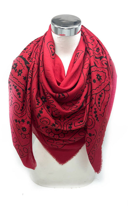 Large Square Scarf with Bandana Pattern