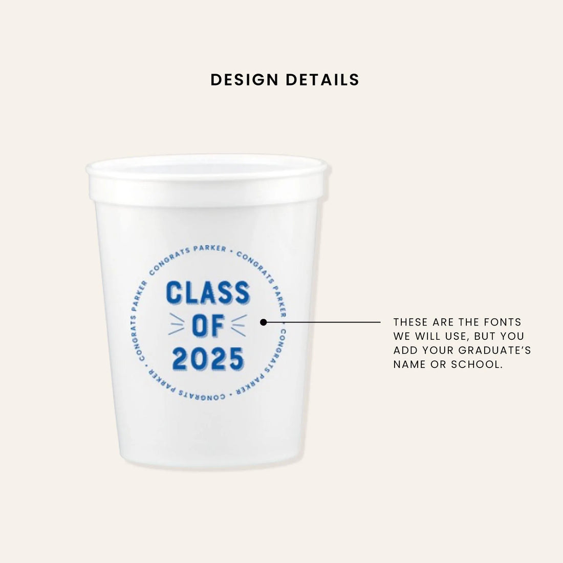 Custom Class Of 2025 Plastic Cups with Name