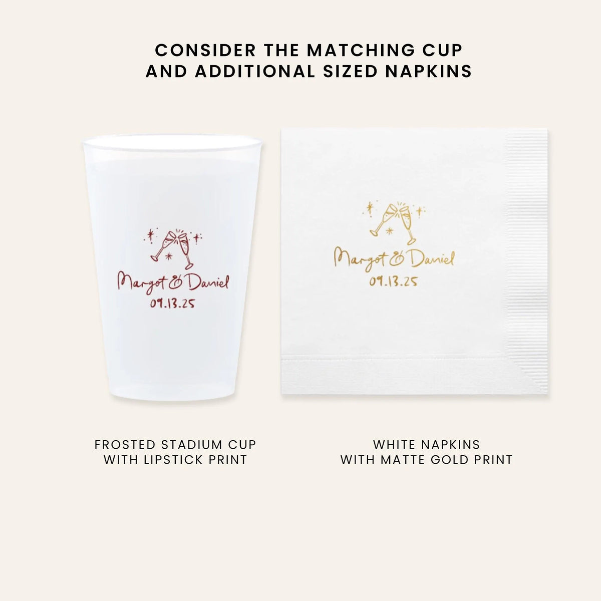 Wedding Reception Disposable Napkins - Customizable