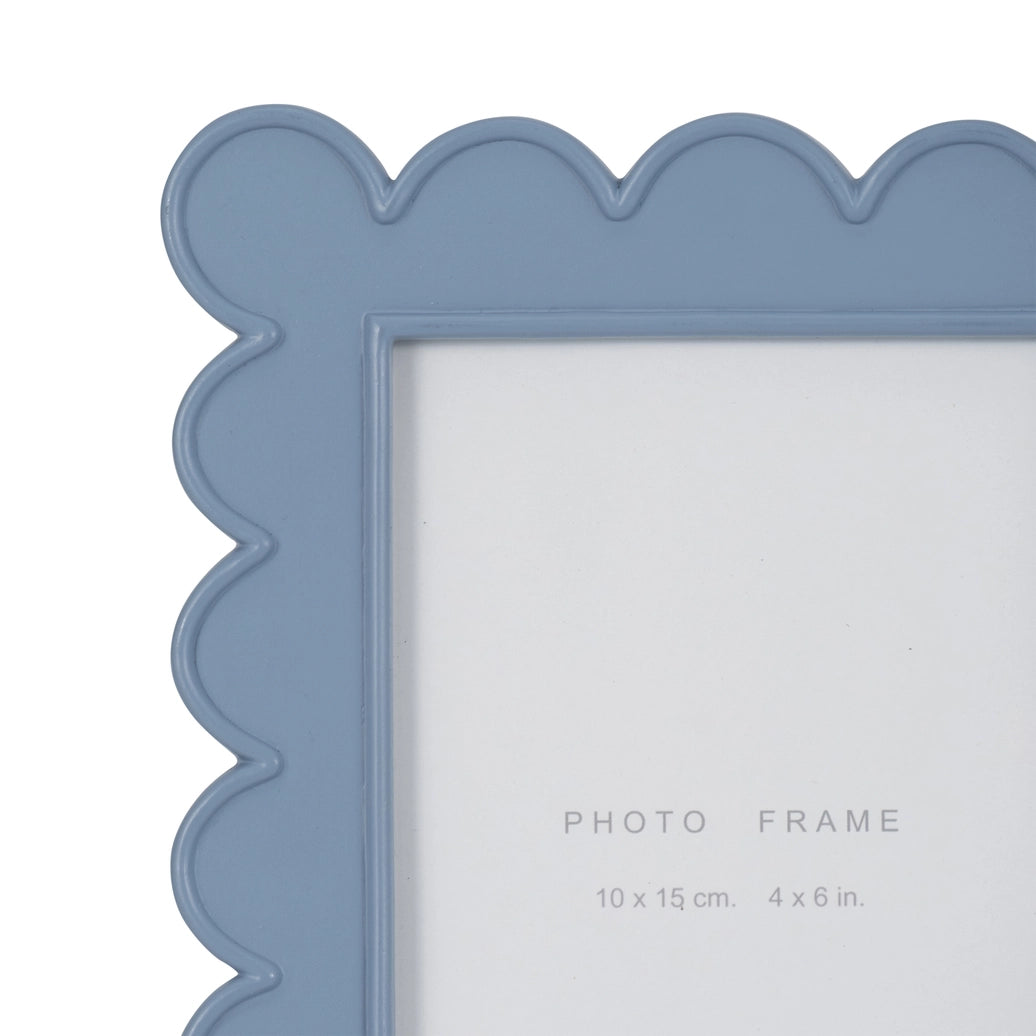 Photo Frame - Blue Resin/Glass Scallop Edge, 4x6 in.
