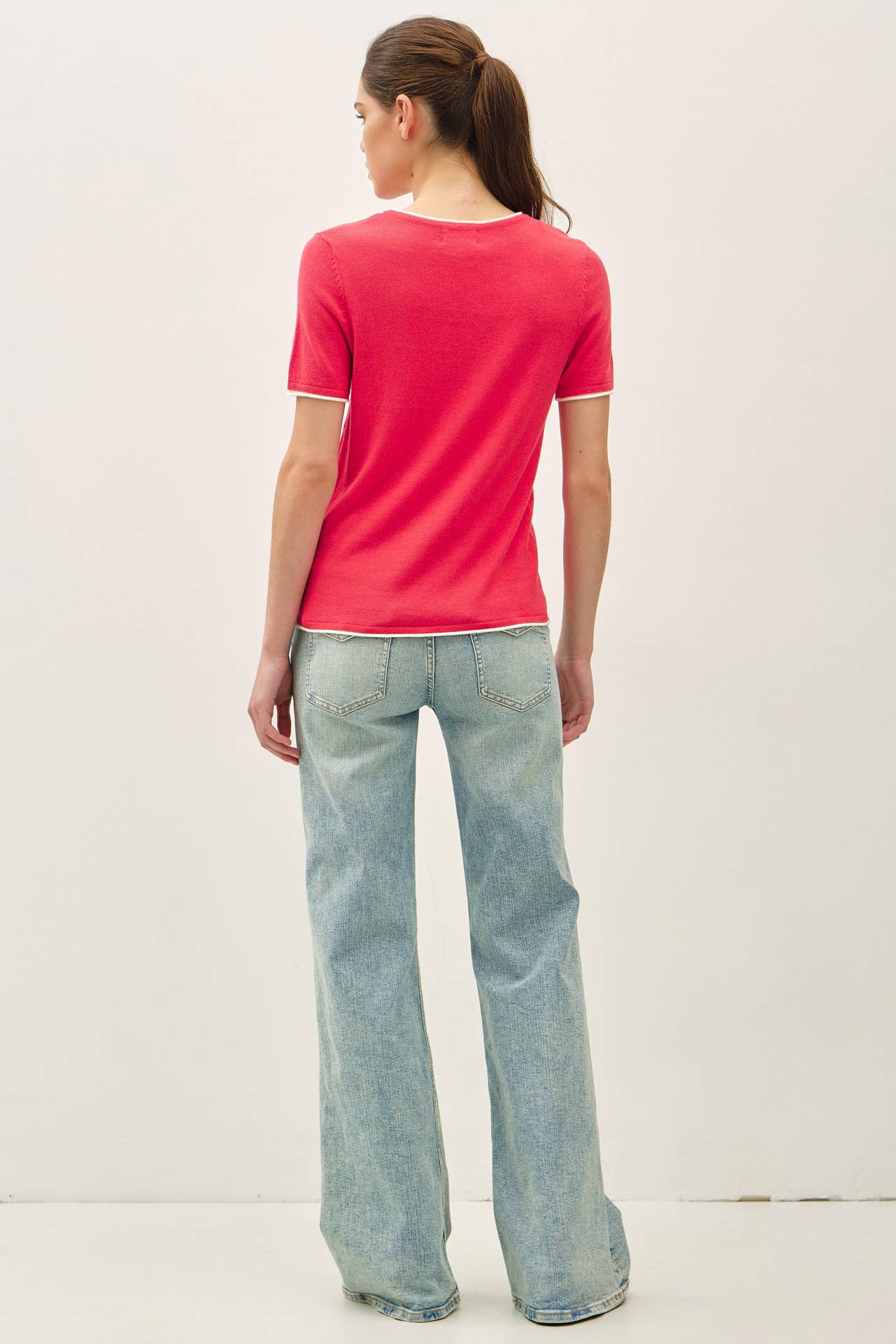 Layered Look Essential Short Sleeve Sweater Top