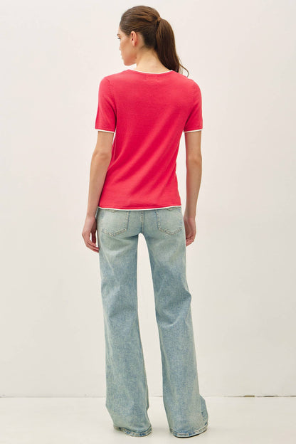 Layered Look Essential Short Sleeve Sweater Top