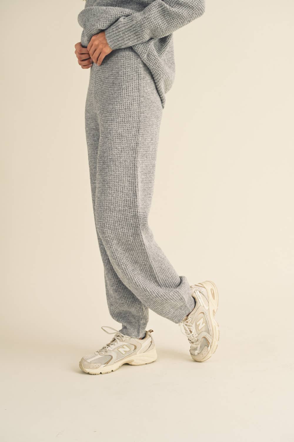 Waffle Pattern Sweater Jogger Pants