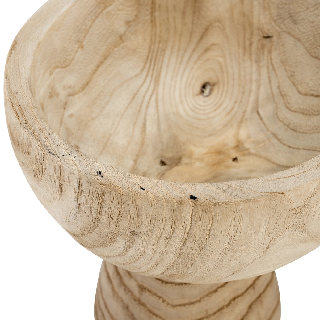 Bowl - Brown Paulownia Wood with Pedestal Base