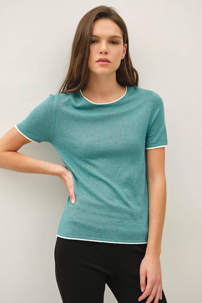 Layered Look Essential Short Sleeve Sweater Top