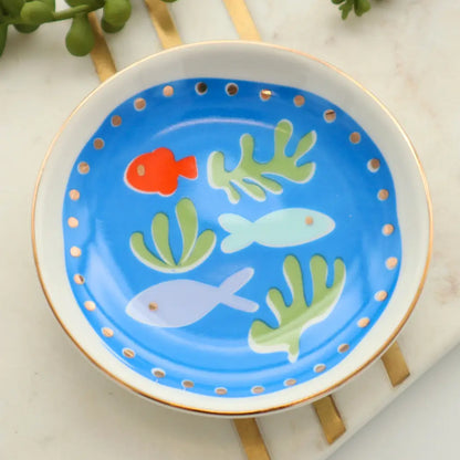 Round Trinket Tray Swimming Fish