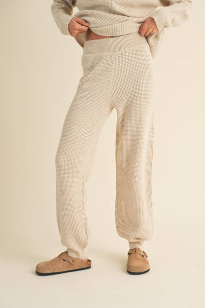 Waffle Pattern Sweater Jogger Pants