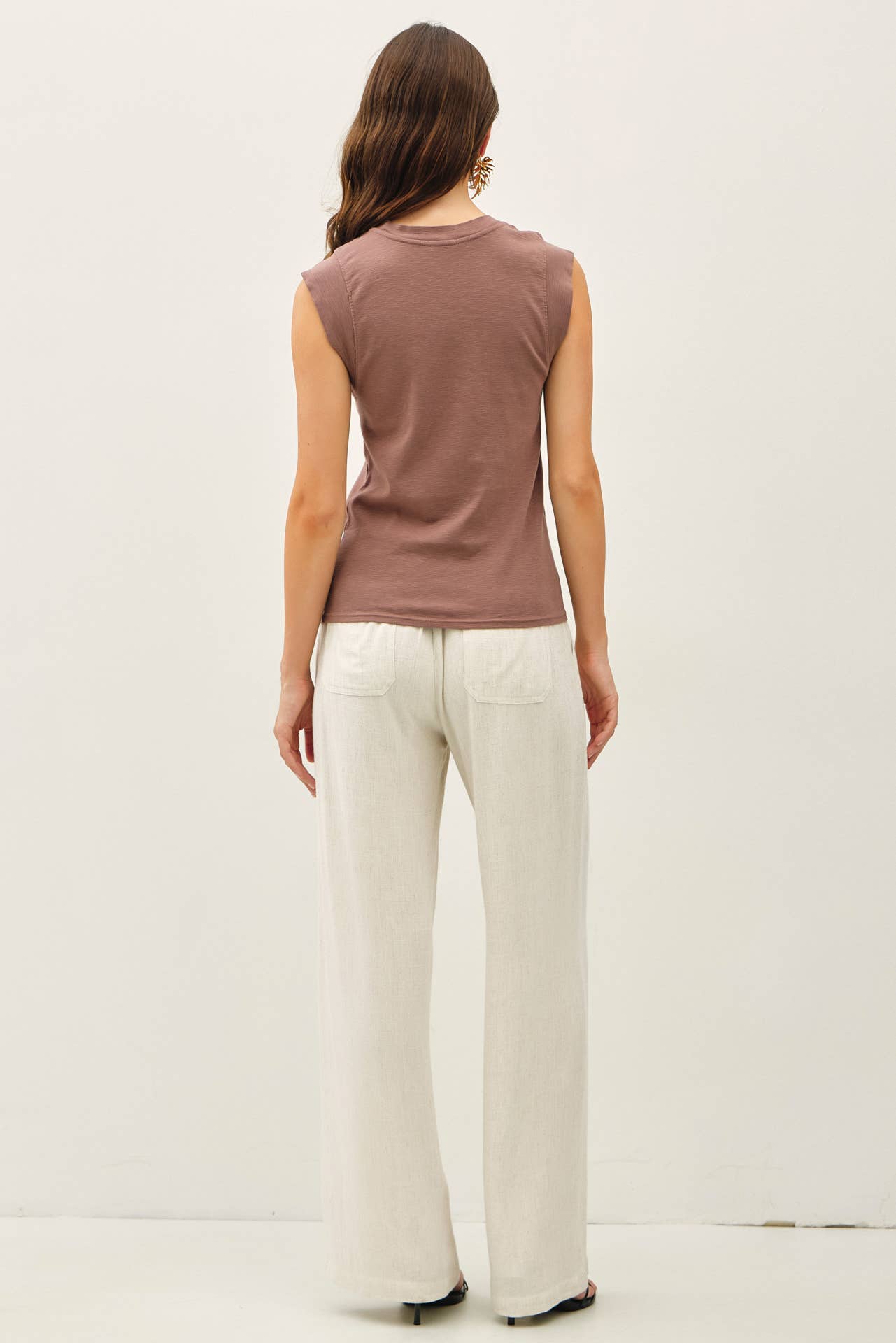 Basic Solid Cotton Crew Neck Cap Sleeve Tank Top