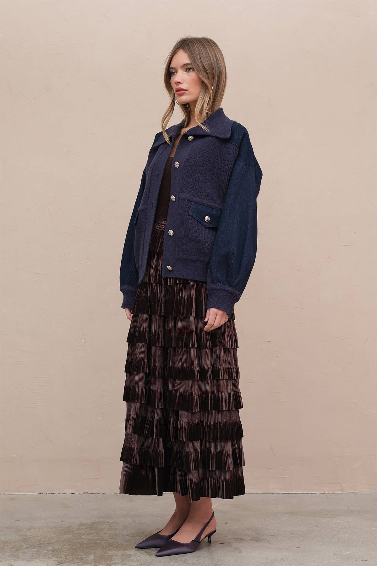 Denim Knit Combi Jacket