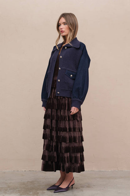 Denim Knit Combi Jacket