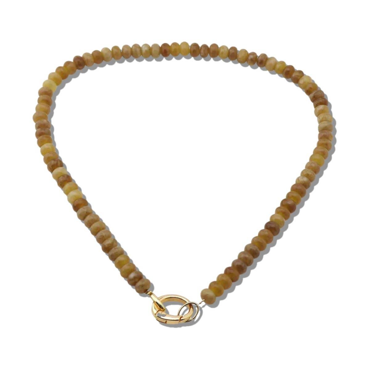 Carabiner Clip Stone Beaded Necklace