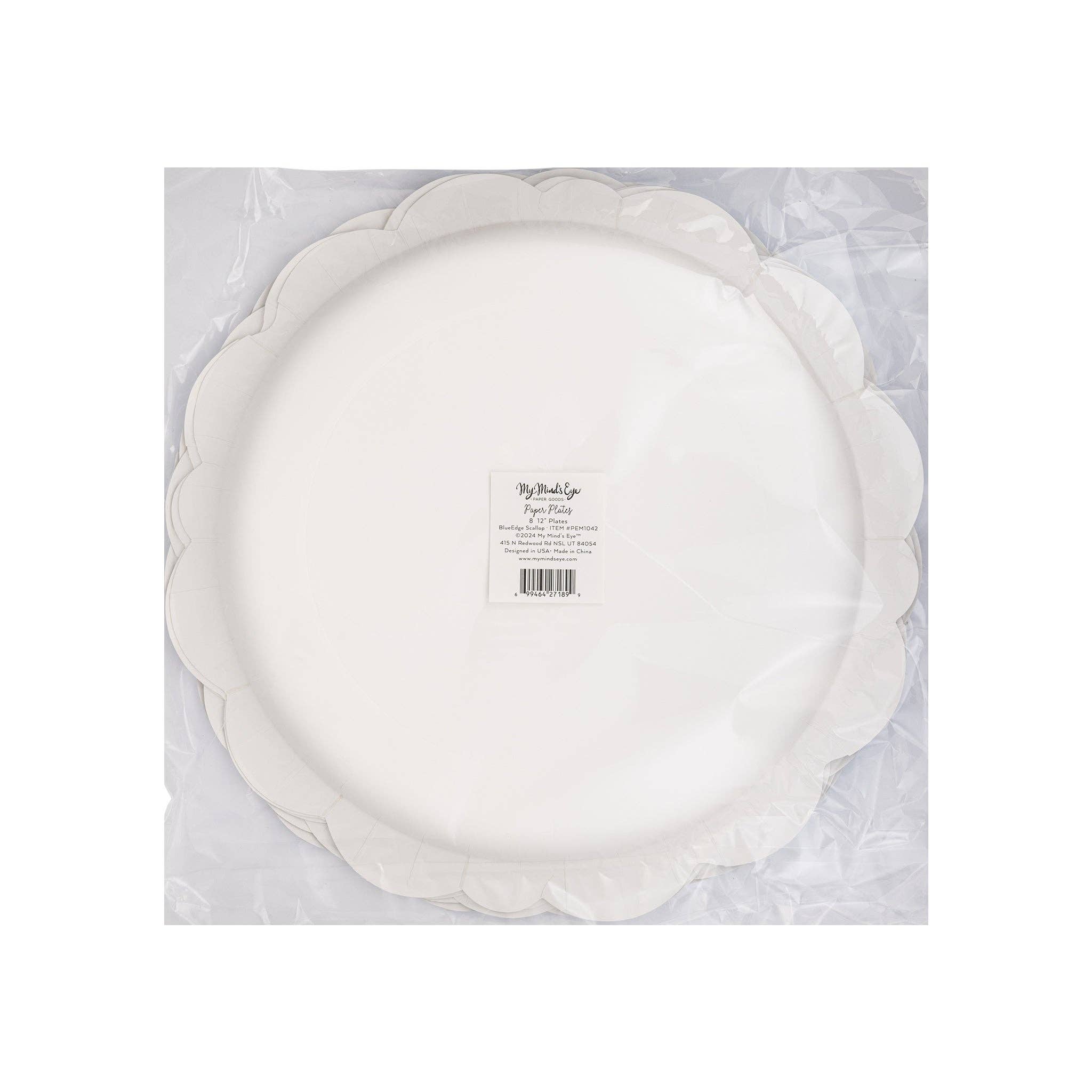 Pembroke Cream with Blue Edge Paper Plate