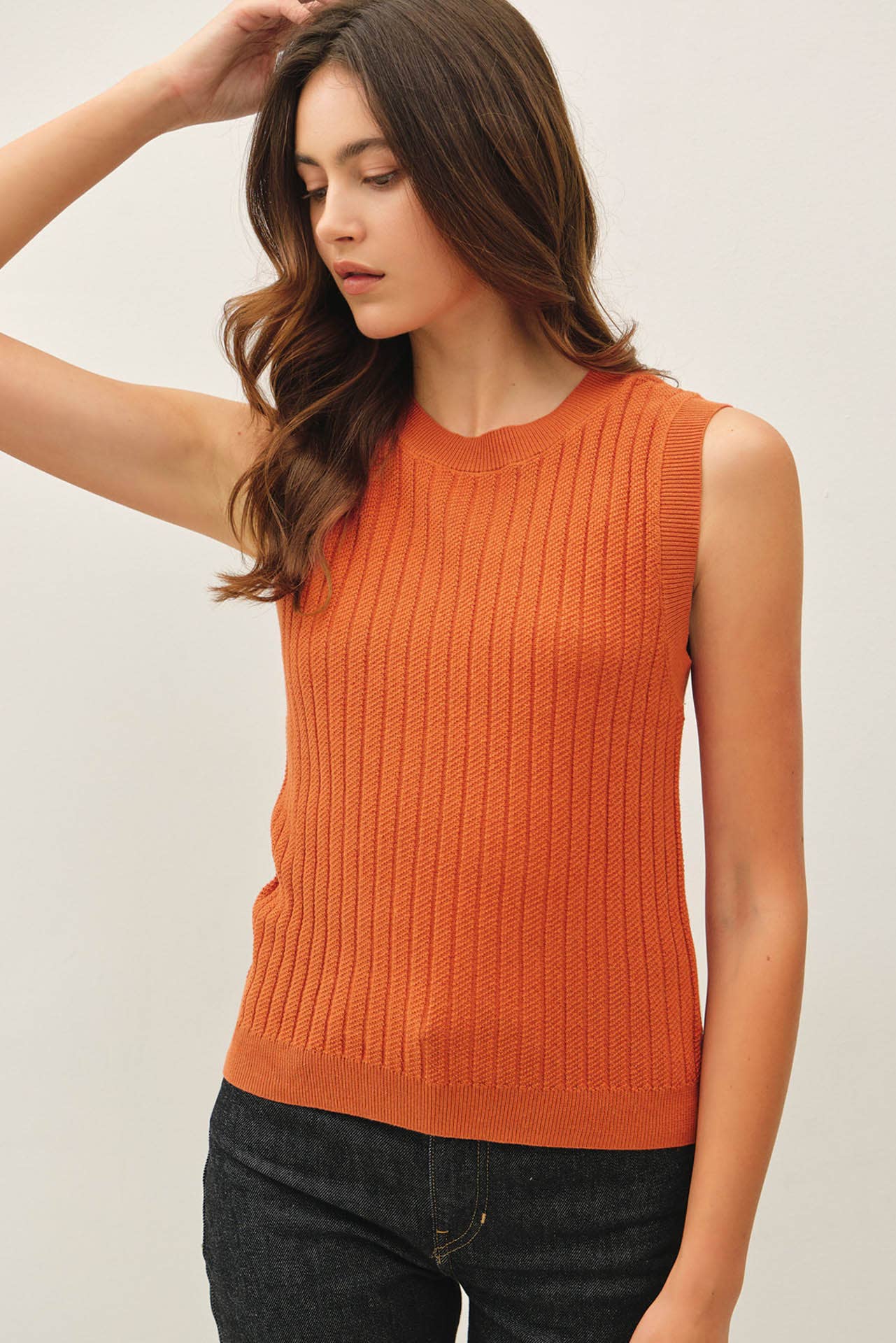 Texture Ribbed Classic Cut Sweater Tank