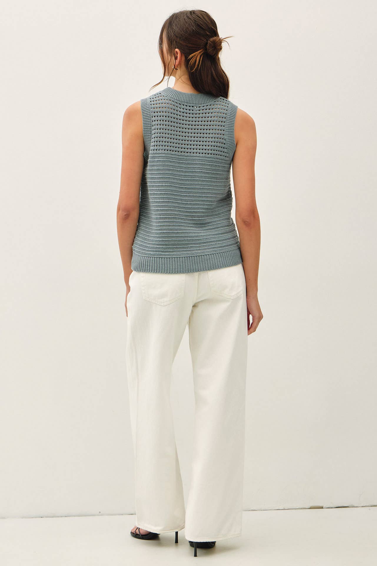 Textured Crochet Sleeveless Sweater