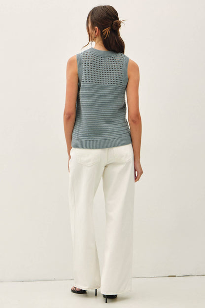 Textured Crochet Sleeveless Sweater