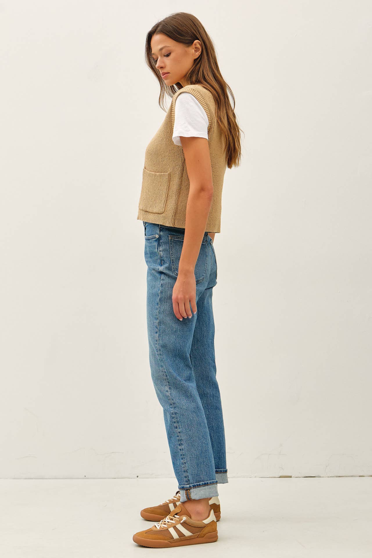 Ribbed Sweater Vest with Pockets