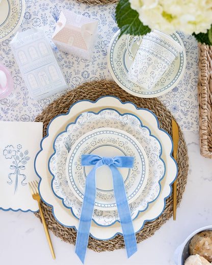 Pembroke Cream with Blue Edge Paper Plate