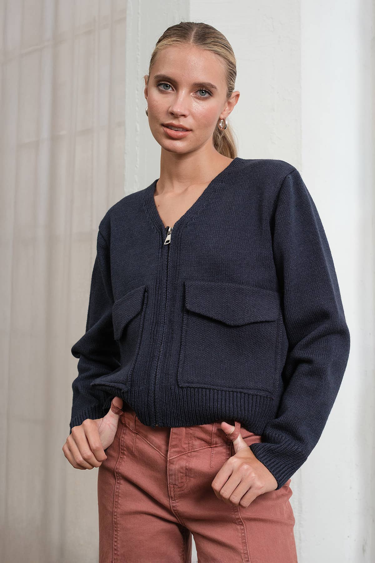 Utility Pocket Knit Zip-Up Cardigan – HOPE & JOY