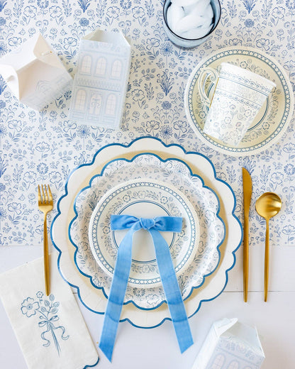 Pembroke Cream with Blue Edge Paper Plate