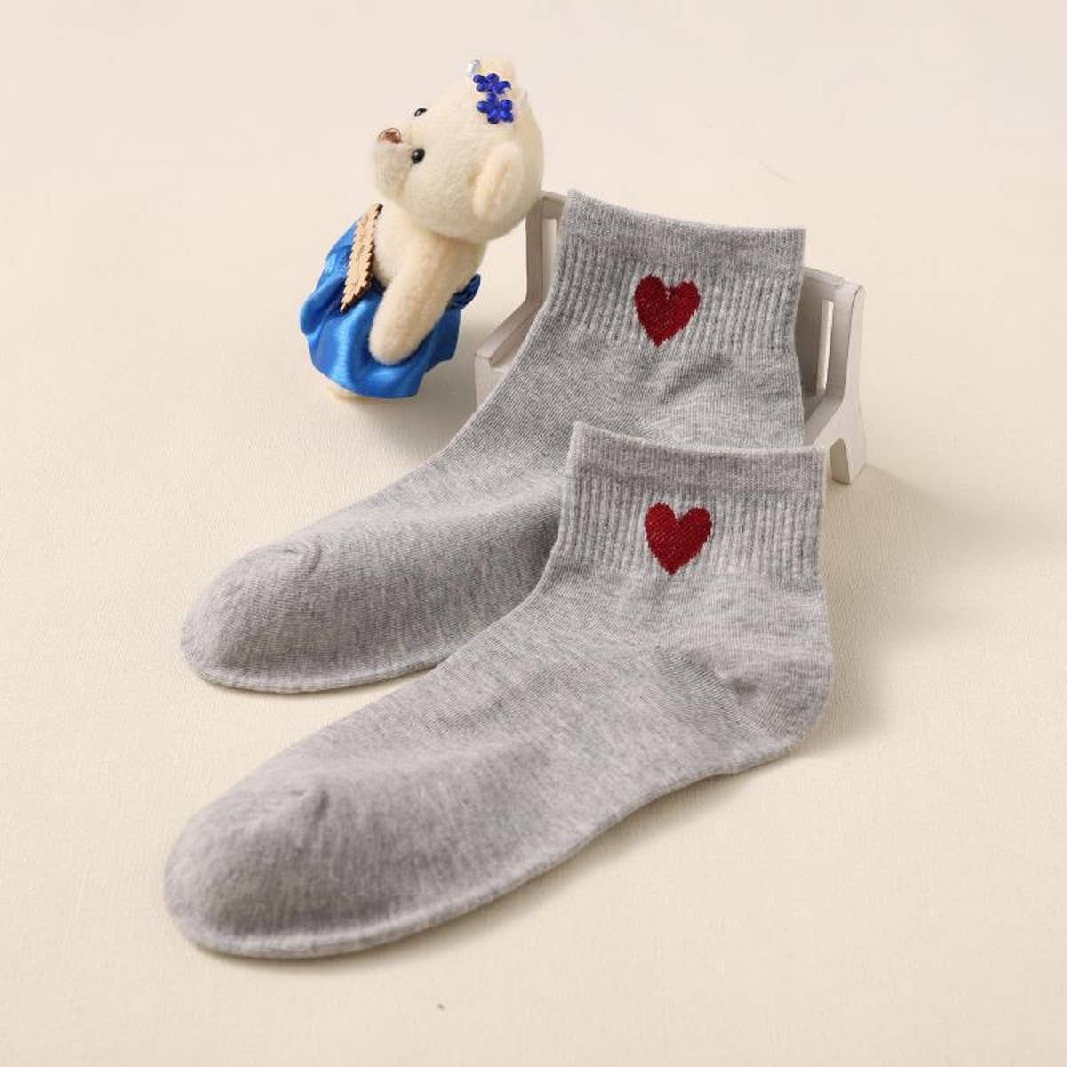 Cute Heart Cotton Ankle Socks Women Casual