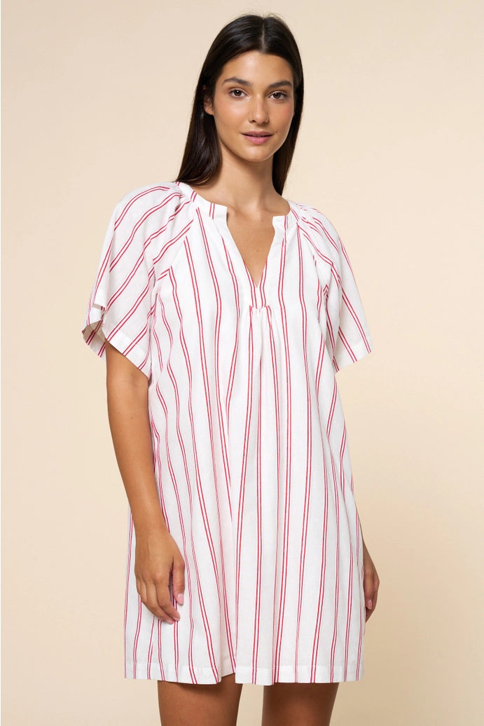 Striped Deep V-Neck Dress