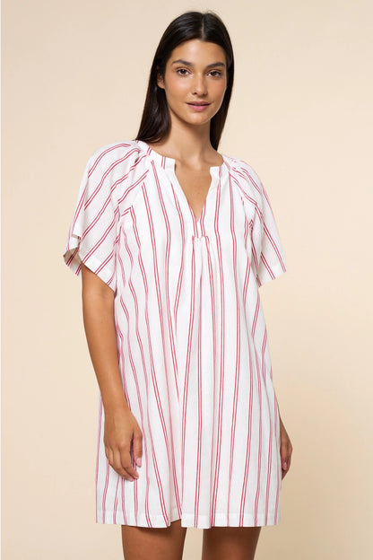 Striped Deep V-Neck Dress