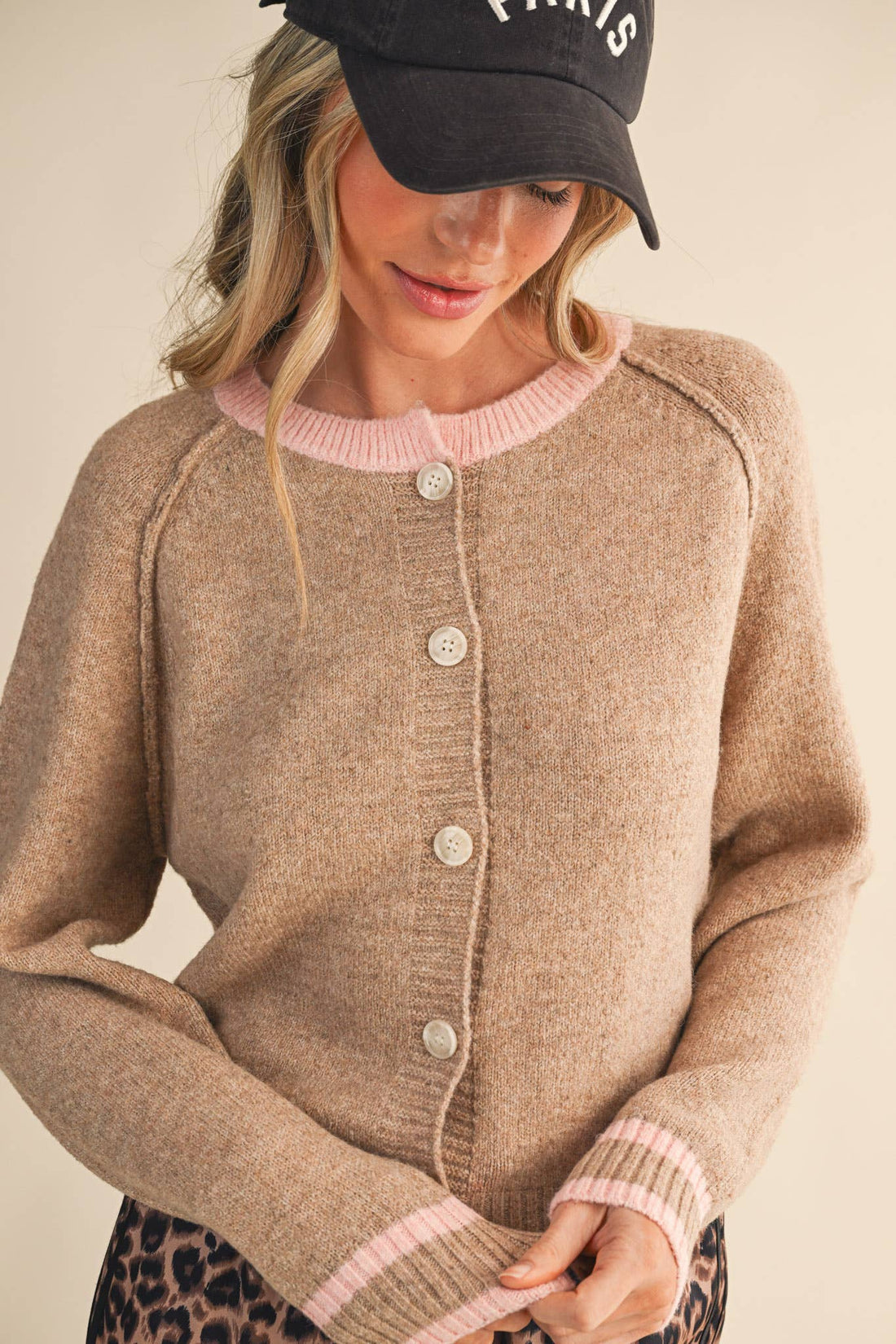 Two Tone Sweater Cardigan