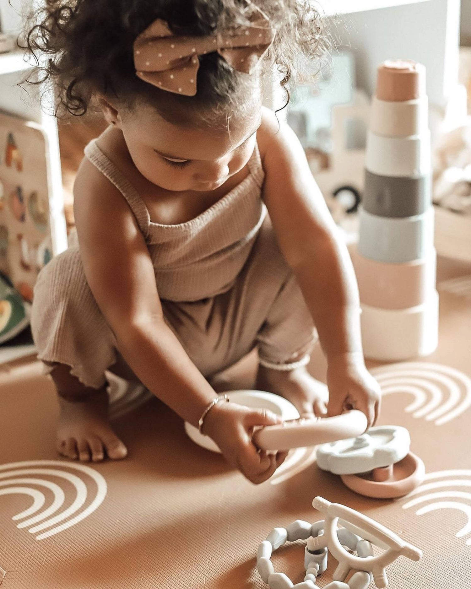 Silicone Stacking Ring Sensory Play Tower