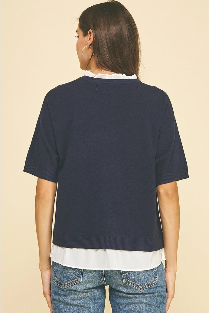 Mixed Media Layered Knit Top