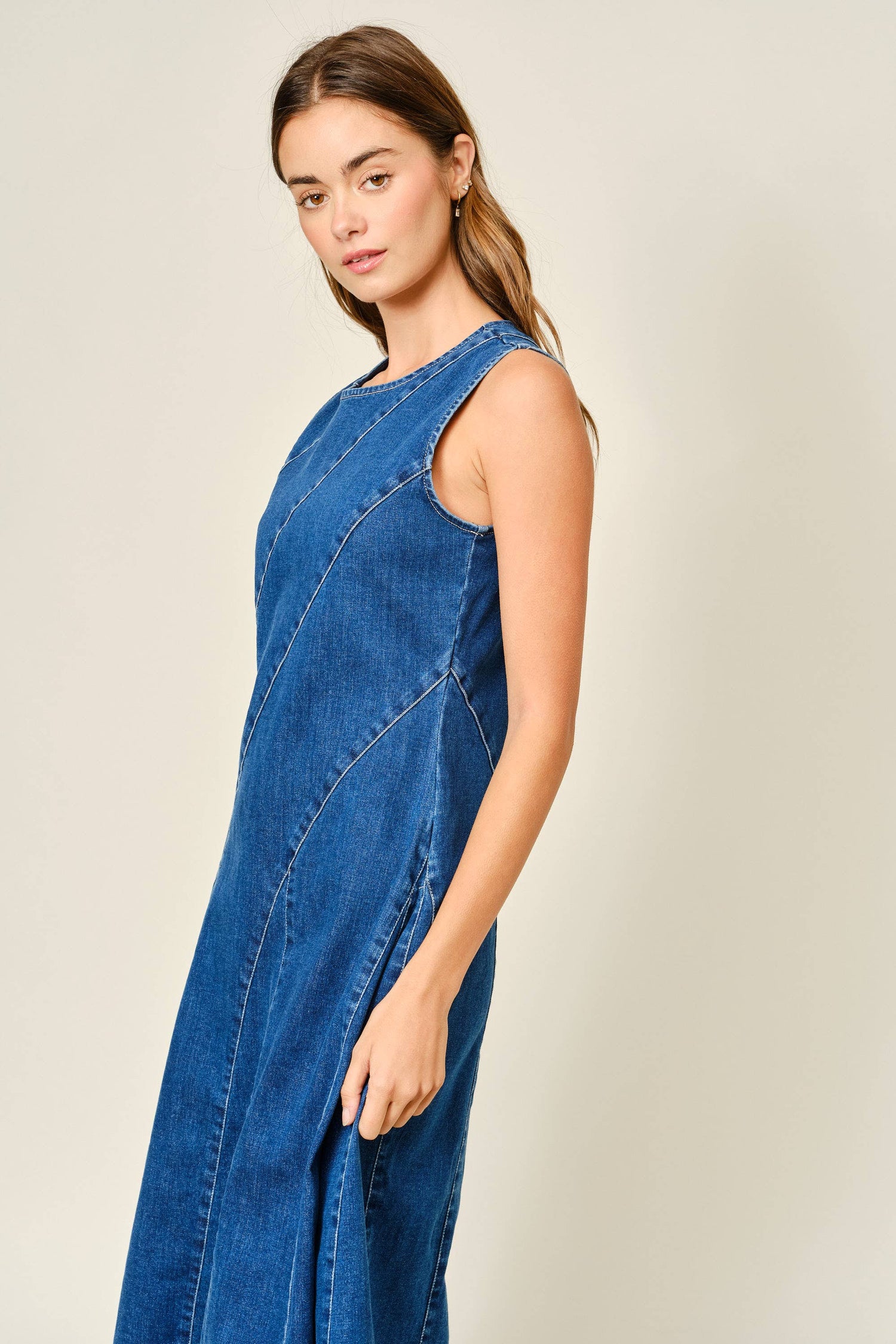 Stretch Mermaid Line Denim Mini Dress