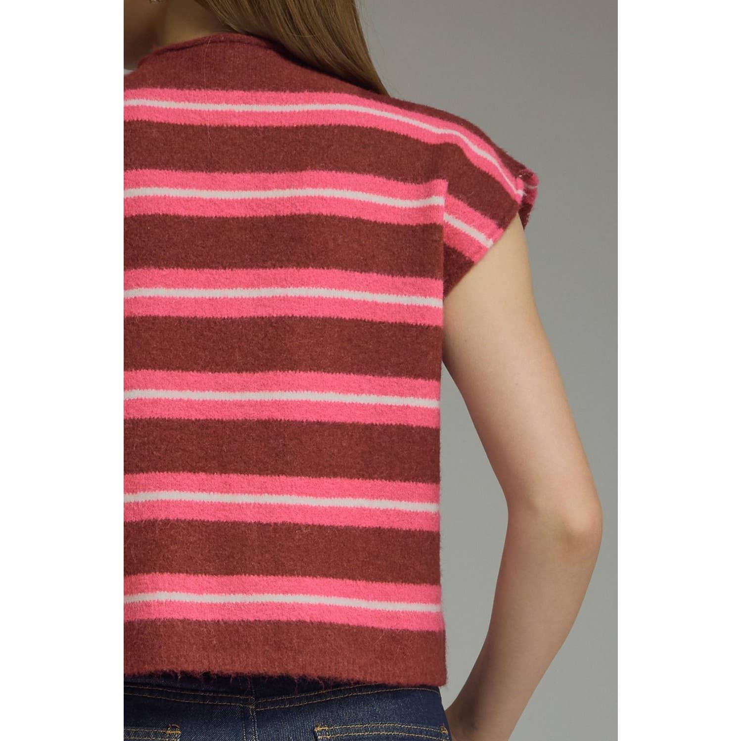New Stripe Cap Sleeve Top