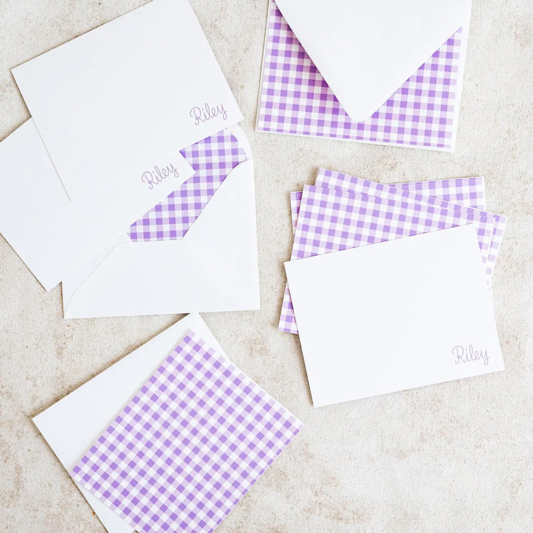Gingham Print Monogrammed Stationery Set