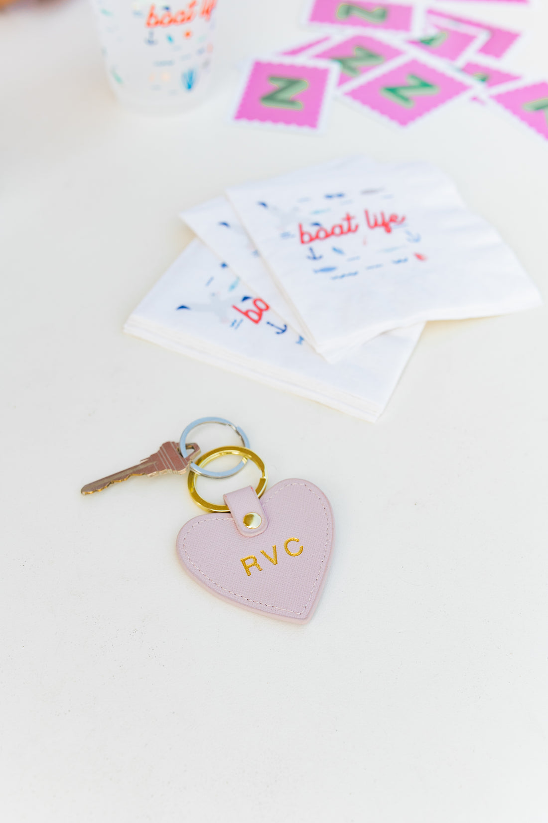 Monogram Heart Keychain