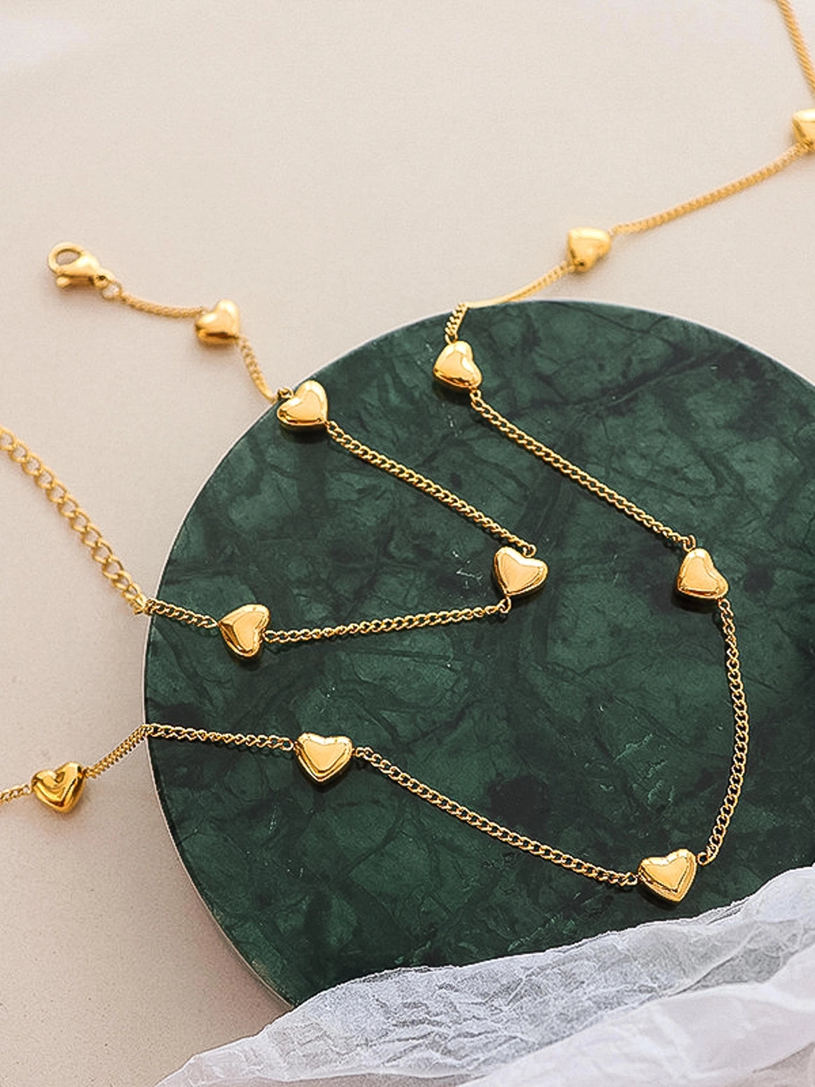 18K Gold Non-Tarnish Petite Heart Bracelet