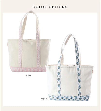 Block Print Tote with Pockets