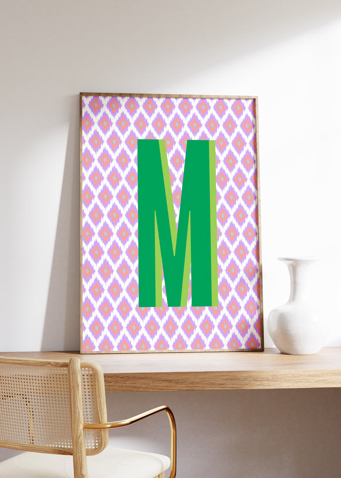 Ikat Initial Art Print