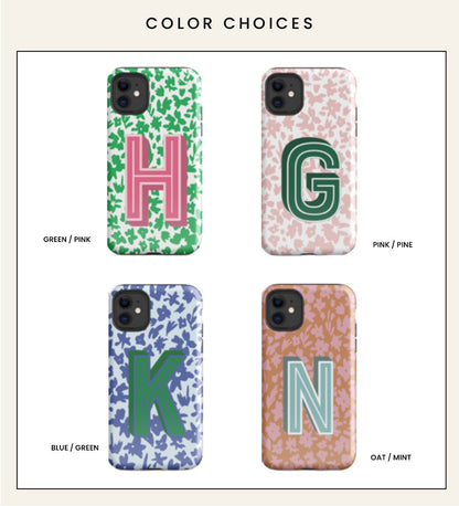 Phone Case Initial Monogram Floral