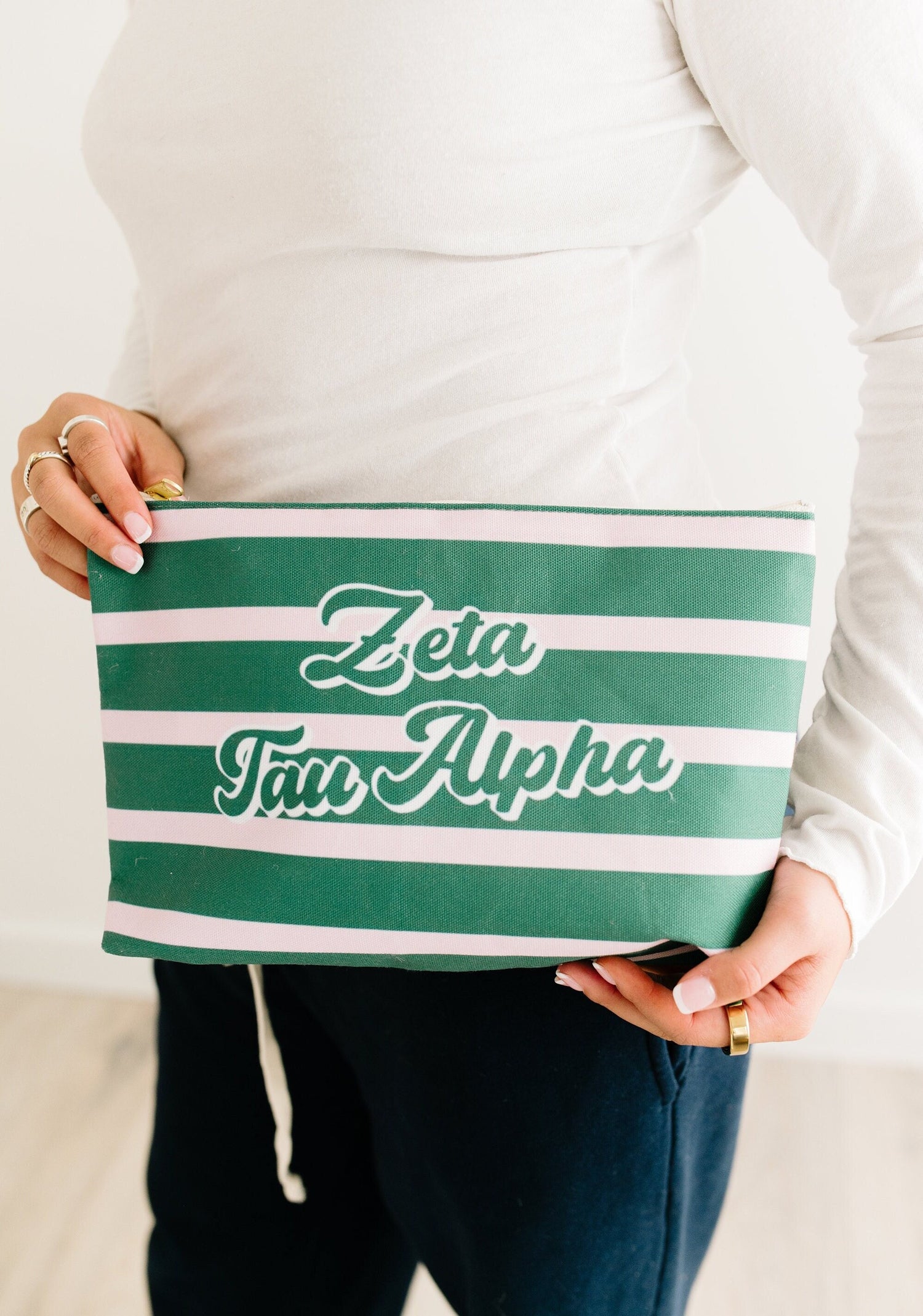 Sorority Striped Cosmetic Pouch